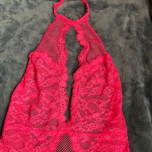 Victoria secret neon pink lingerie one piece